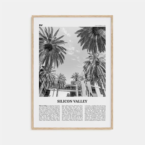 Silicon Valley Black and White Travel Poster