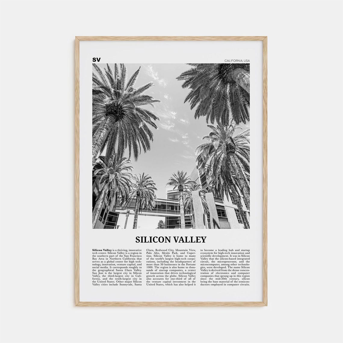 Silicon Valley Black and White Travel Poster