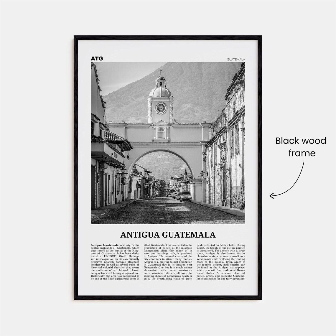 Antigua Guatemala Black and White Travel Poster - Image 3