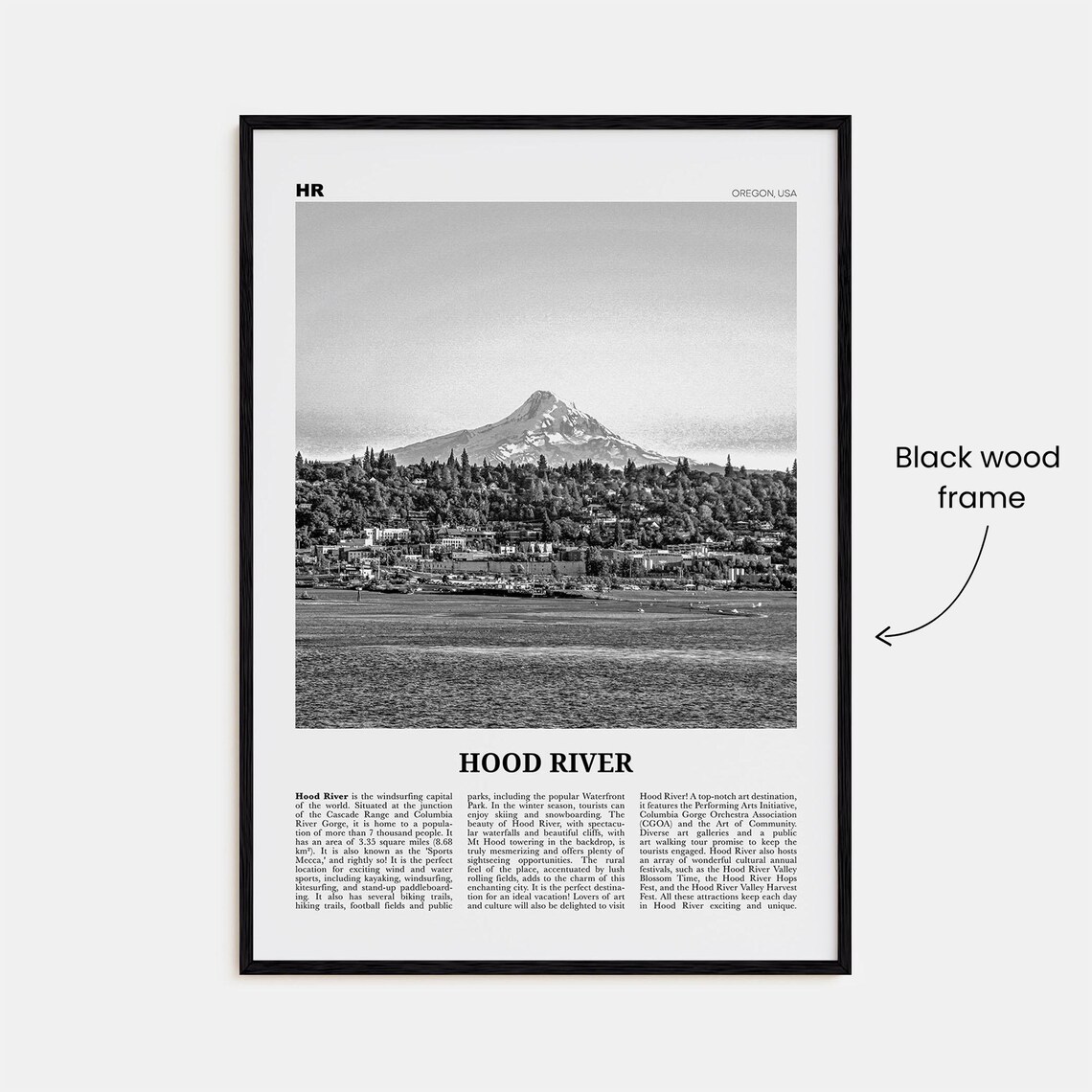 Hood River Black and White Travel Poster, Oregon - Image 3
