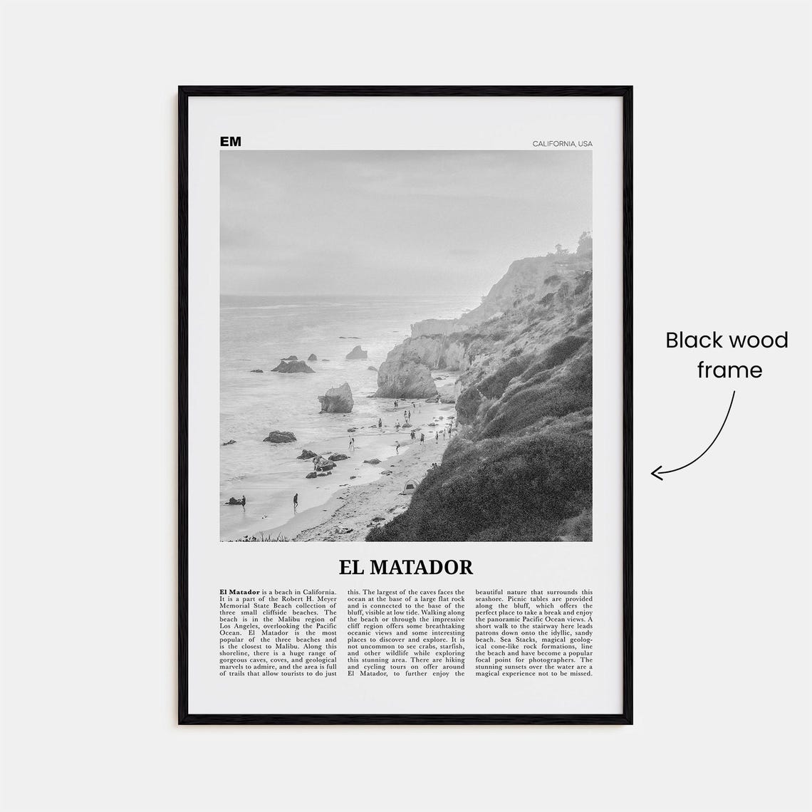 El Matador Black and White Travel Poster, California - Image 3