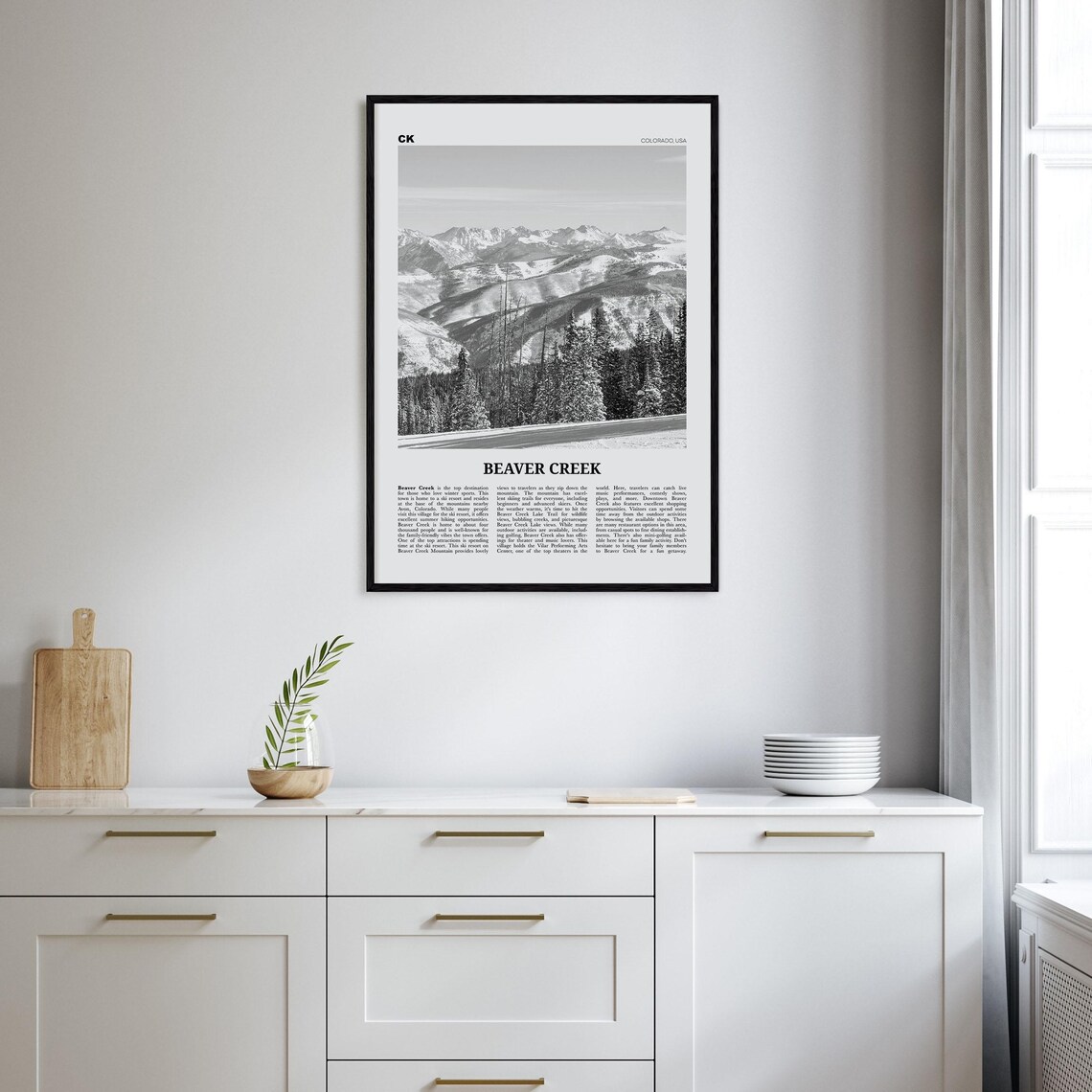 Beaver Creek Black and White Travel Poster, Colorado - Image 2