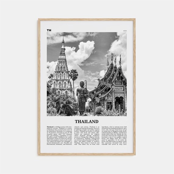 Thailand Black and White Asia Travel Poster No. 2