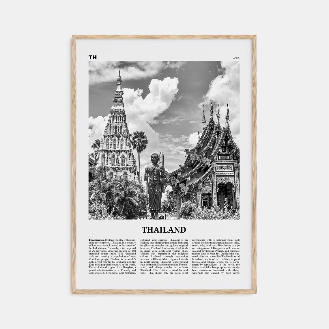 Thailand Black and White Asia Travel Poster No. 2