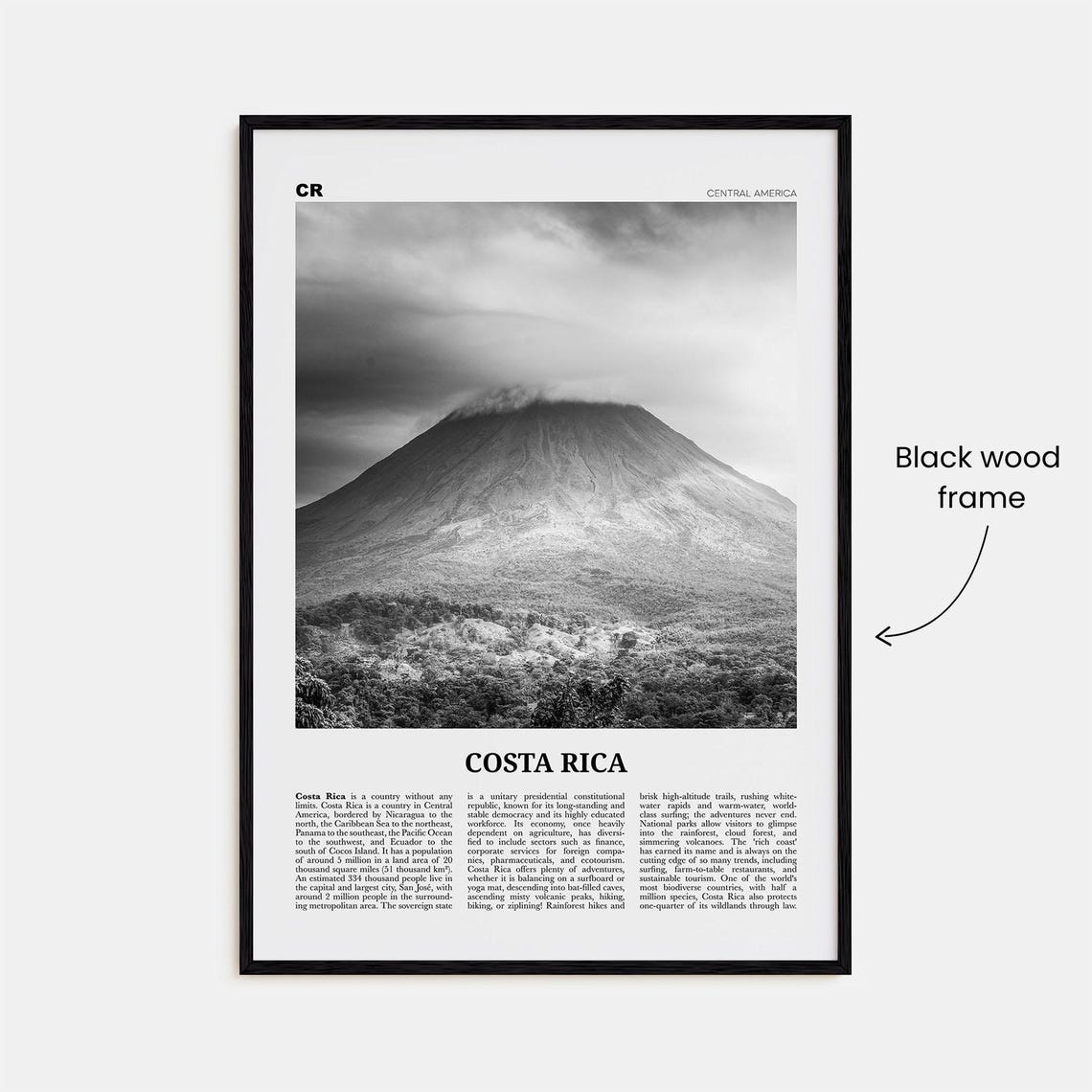Costa Rica Print Black And White No 3 Costa Rica Wall Art Costa Rica Poster Costa Rica Photo Costa Rica Wall Decor San Jos - Image 3