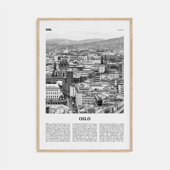 Oslo Black and White No. 2 Travel Poster, Norway