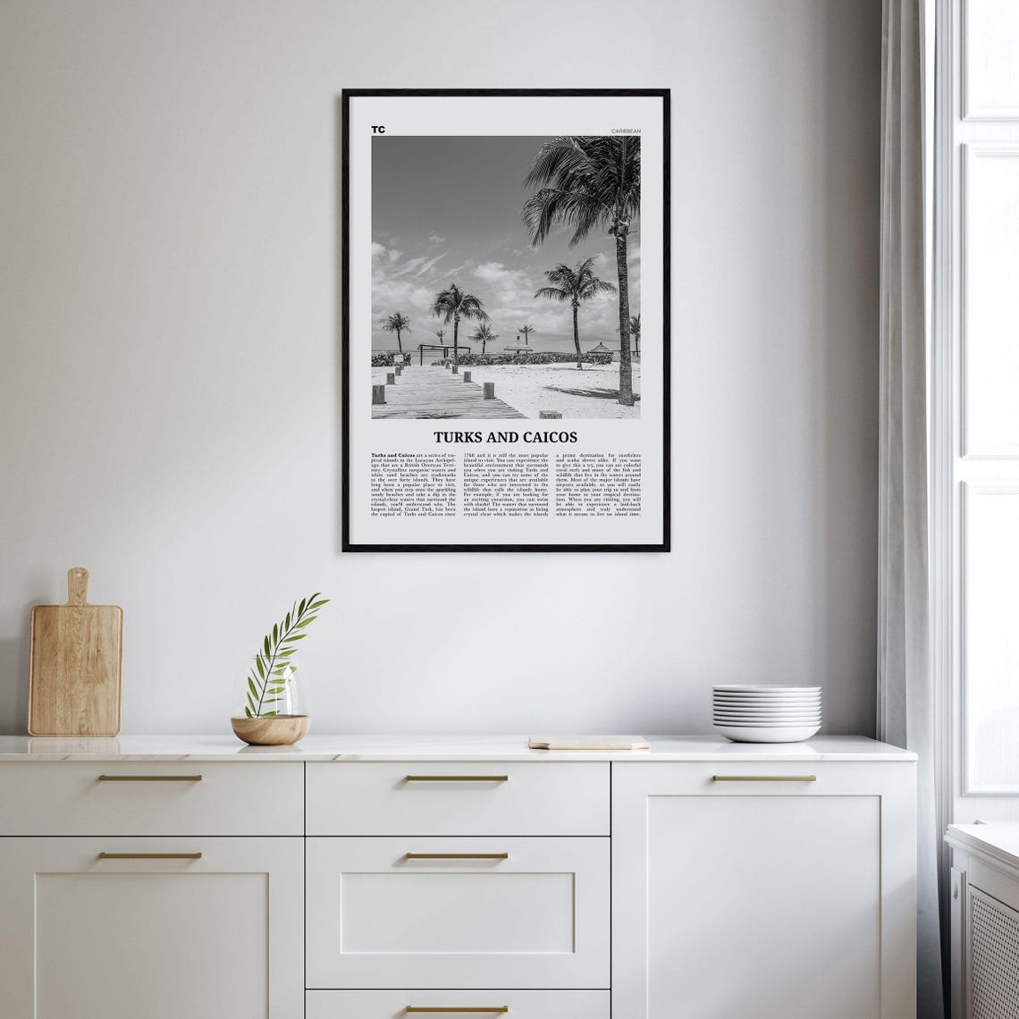 Turks and Caicos Islands Black and White Poster Print - Image 2