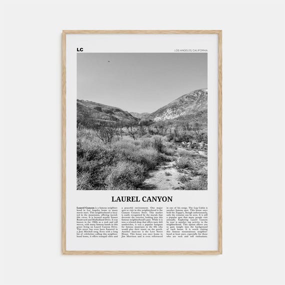 Laurel Canyon Black and White Travel Poster Art Print