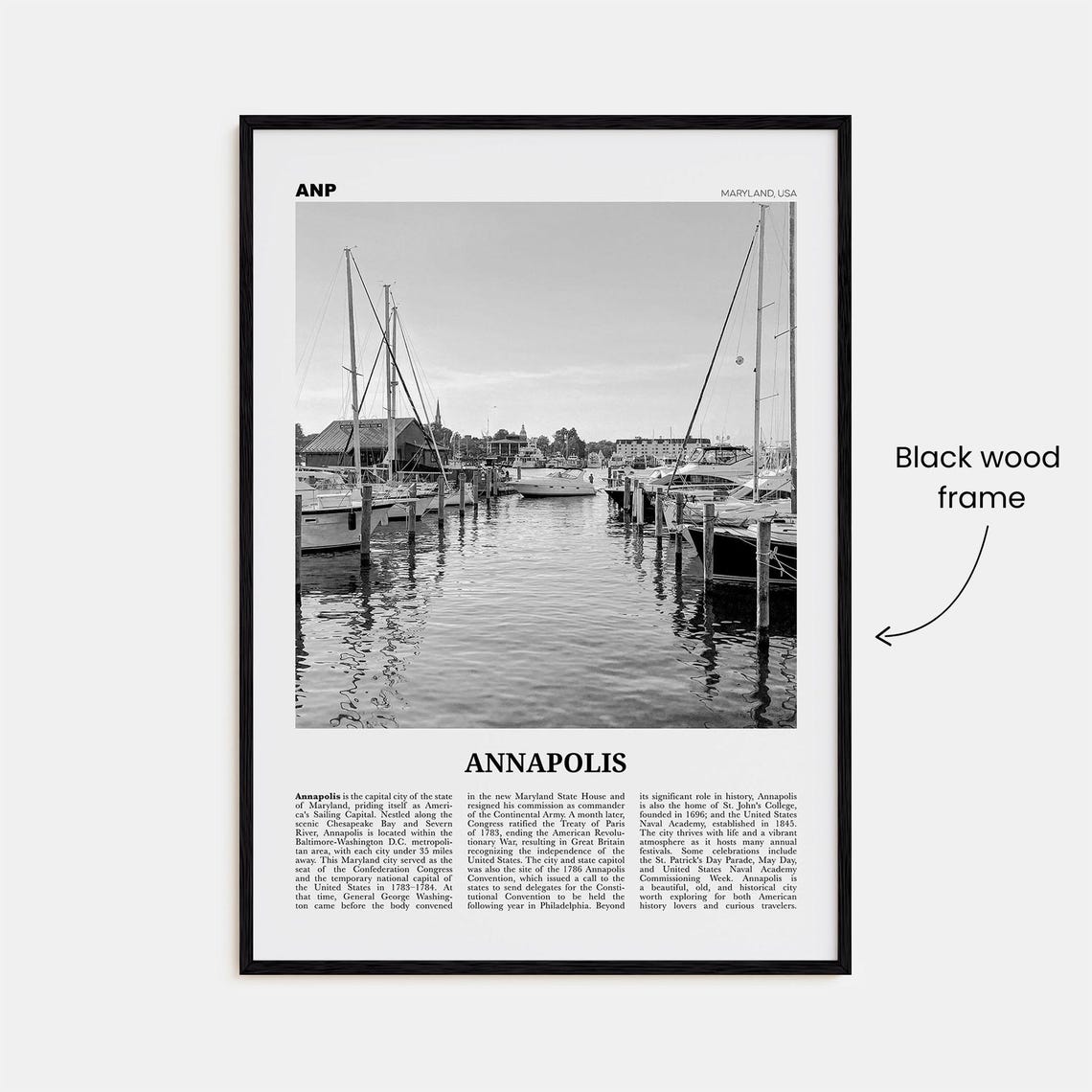 Annapolis Black And White No. 1 Travel Poster - Image 3
