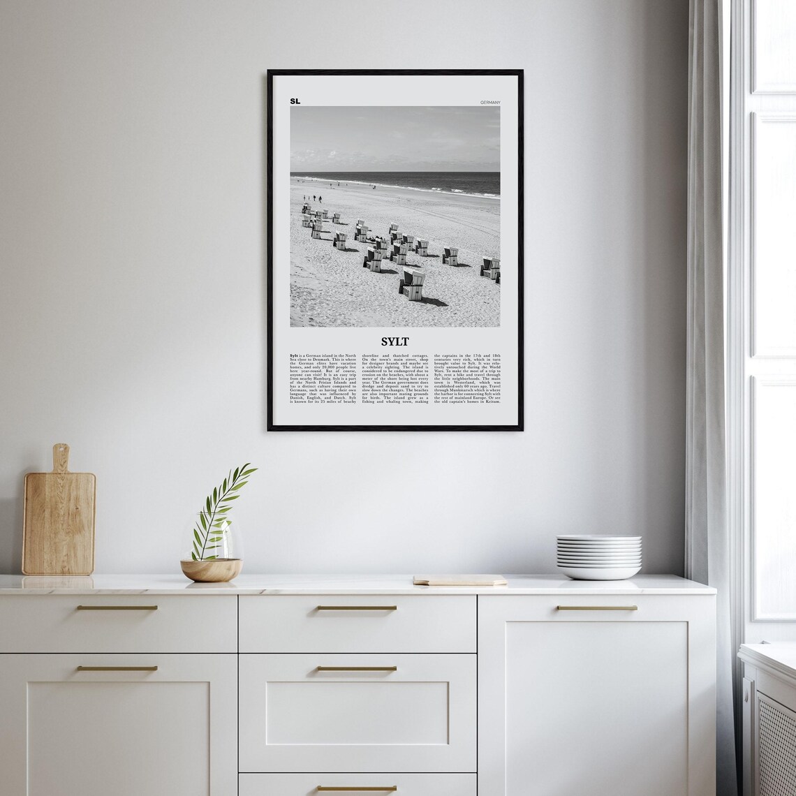 Sylt Black and White Travel Poster, Germany Map - Image 2