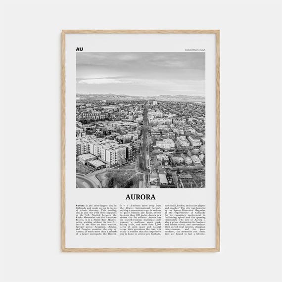 Aurora Colorado Black and White Travel Poster