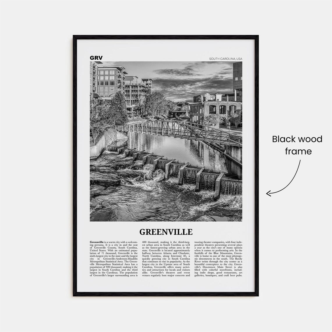 Greenville Print Black And White No 3 Greenville Wall Art Greenville Poster Greenville Photo Greenville Wall Dcor Greenville Map - Image 3