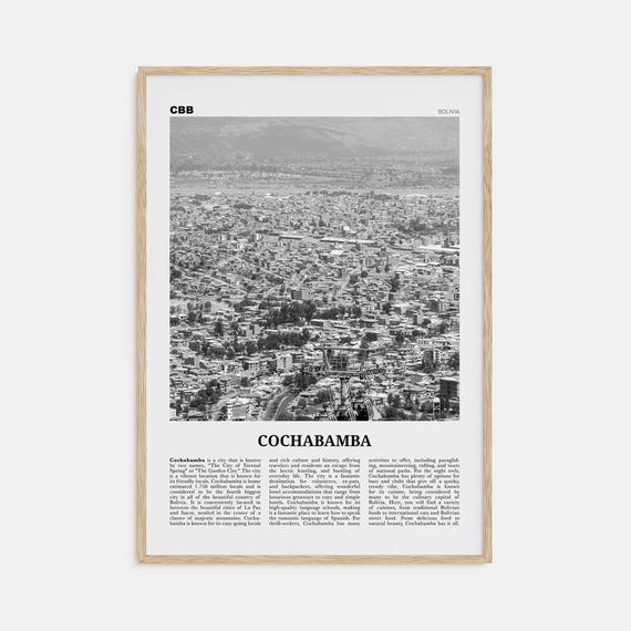 Cochabamba Black and White Art Print, Bolivia