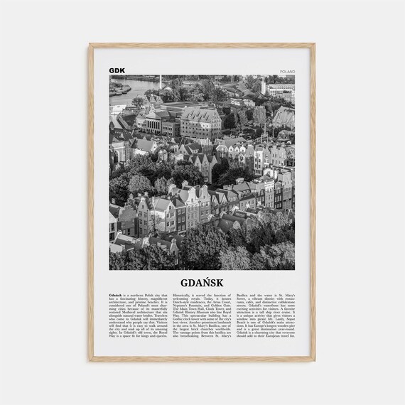 Gdansk Black and White No. 2 Travel Poster, Poland