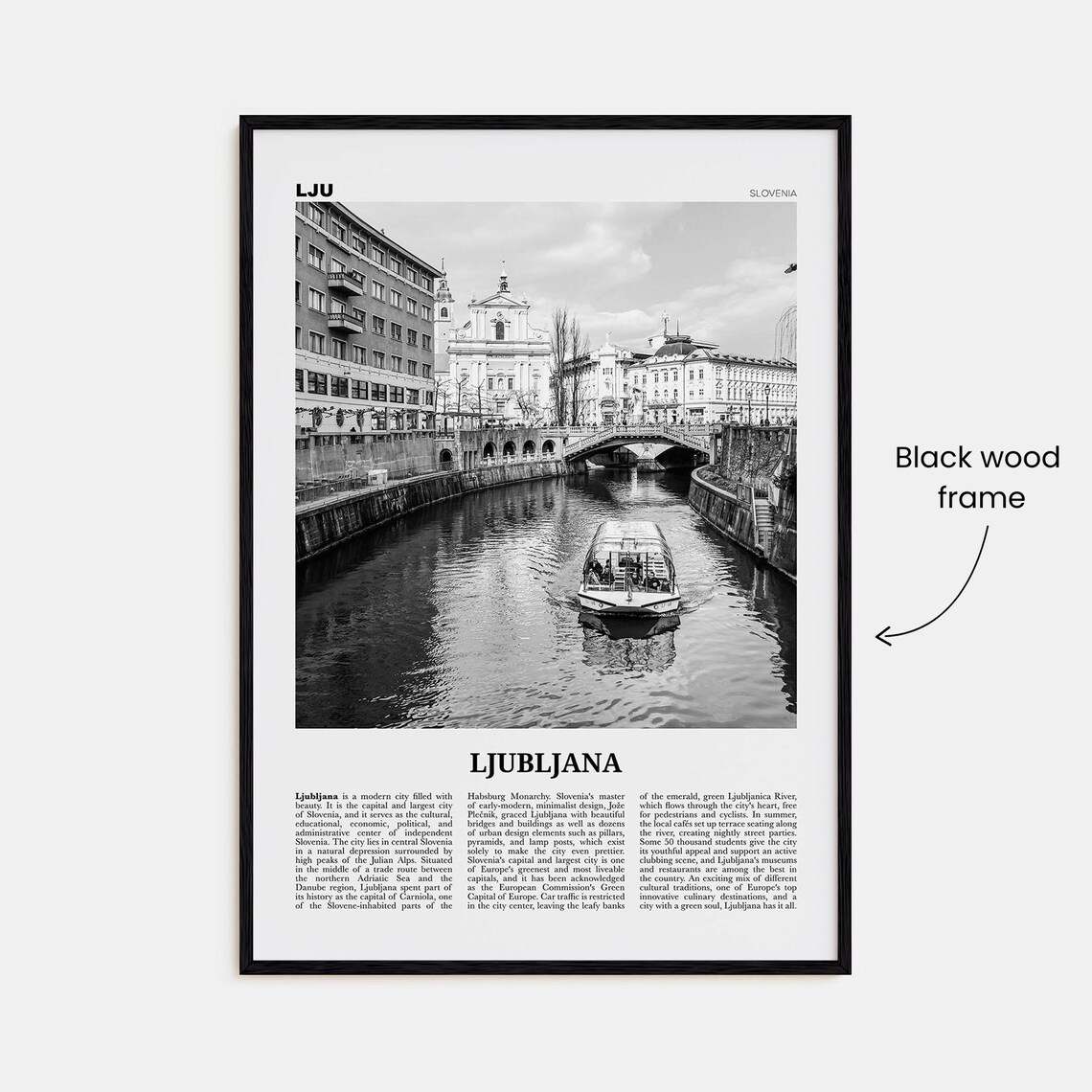 Ljubljana Black And White Europe Travel Poster - Image 3