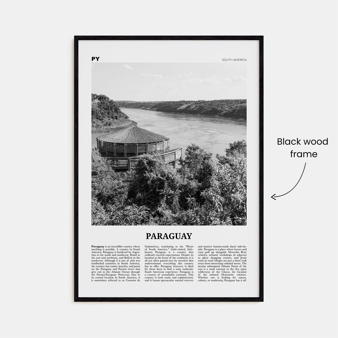 Paraguay Black And White Poster, Asuncion South America - Image 3