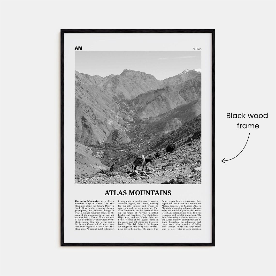 Atlas Mountains Black And White Travel Poster - Image 3
