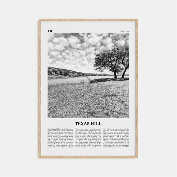 Texas Hill Black and White Travel Poster Print