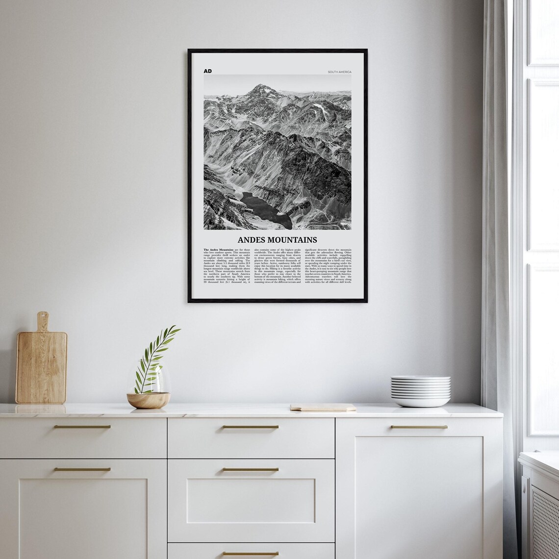 Andes Mountains Black and White Travel Poster - Image 2