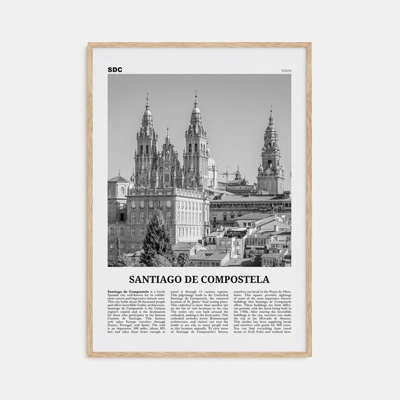 Santiago De Compostela Black And White Travel Poster