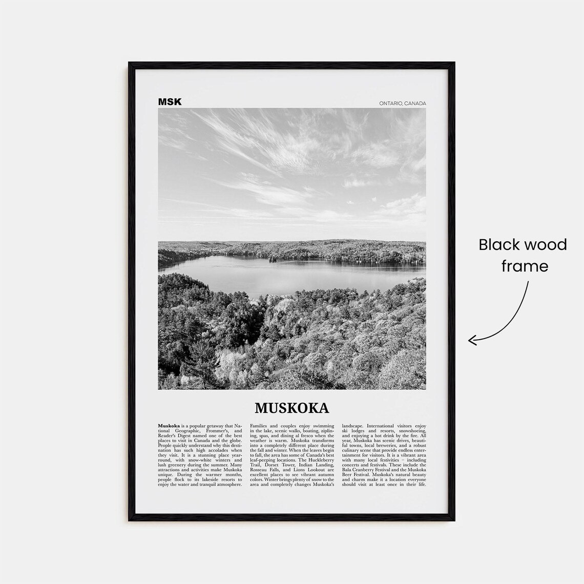 Muskoka Black And White Travel Poster, Ontario Canada - Image 3
