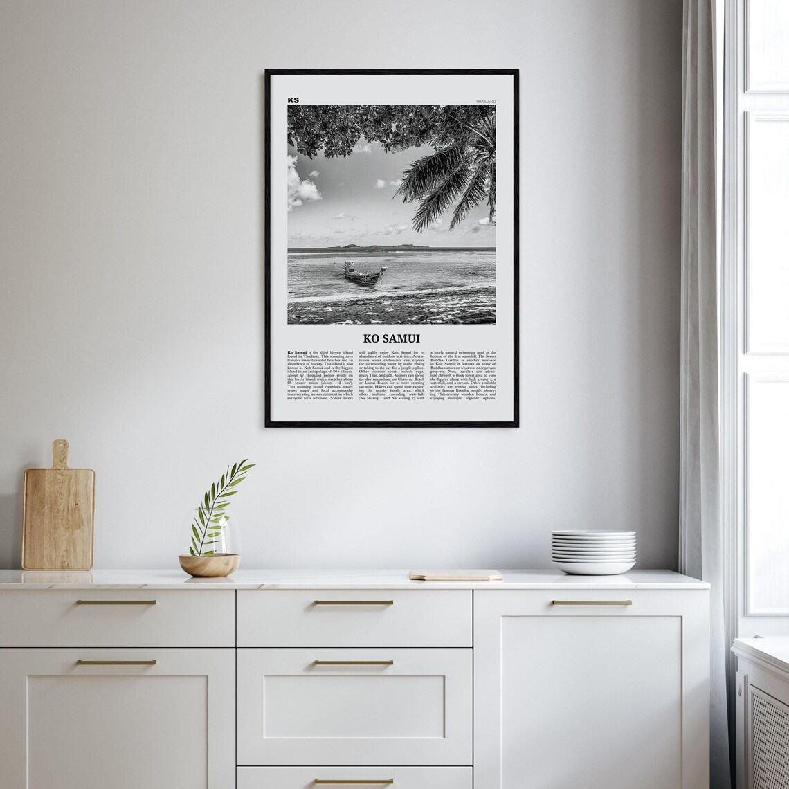 Ko Samui Map, Black And White Travel Poster - Image 2