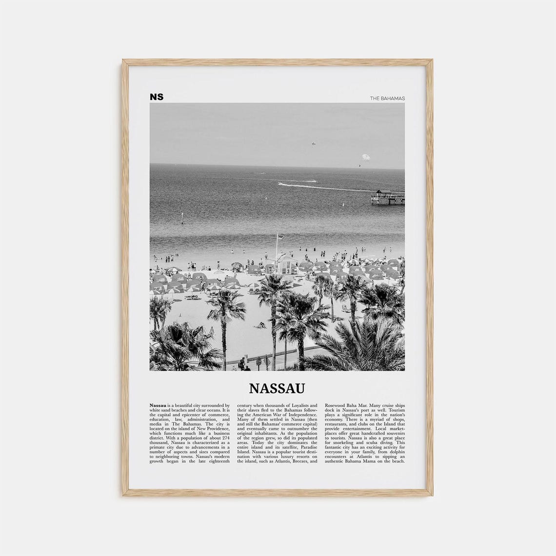 Nassau Black And White Travel Poster, New Providence