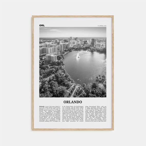 Orlando Black and White Florida Travel Poster Print