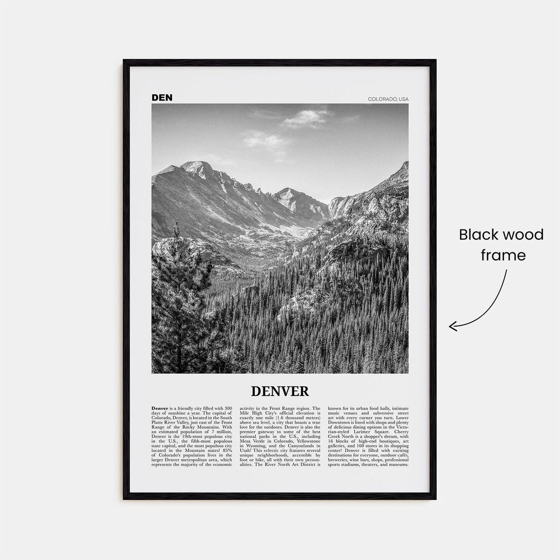Denver No. 1 Black and White Travel Poster Art - Image 3