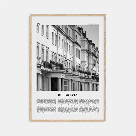 Belgravia Black and White Map, London Travel Poster