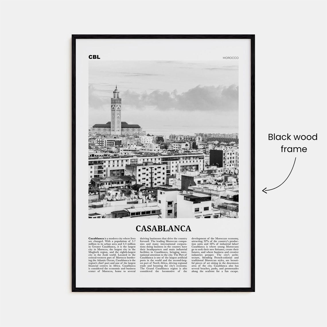 Casablanca Black and White Travel Poster Art Print - Image 3