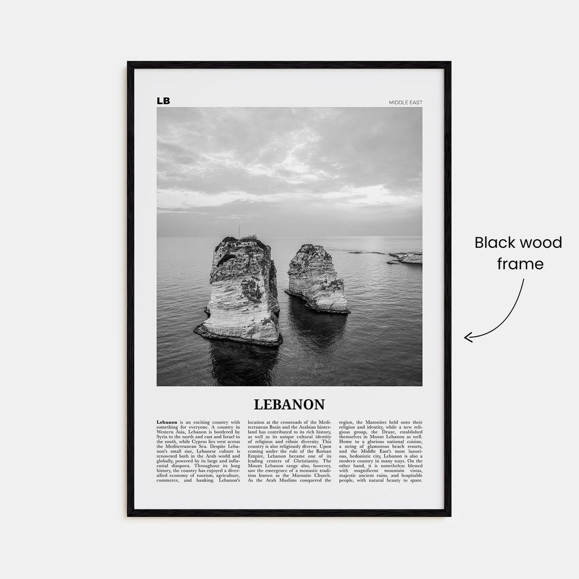 Lebanon Print Black And White No 4 Lebanon Wall Art Lebanon Poster Lebanon Photo Lubnn Al Lubnnyah Lebanese Beirut Middle East - Image 3