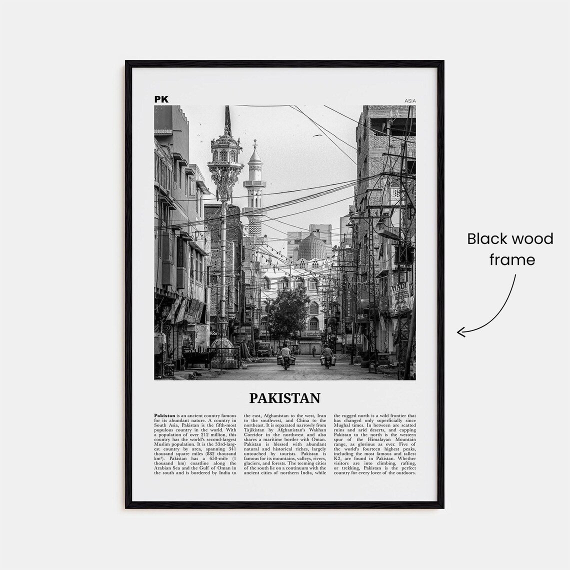Pakistan Black and White Travel Poster, Asia - Image 3