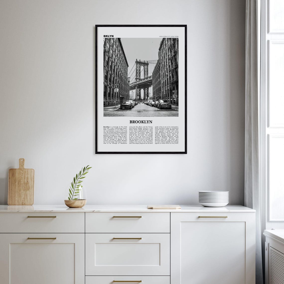 Brooklyn Black and White Travel Poster, New York - Image 2