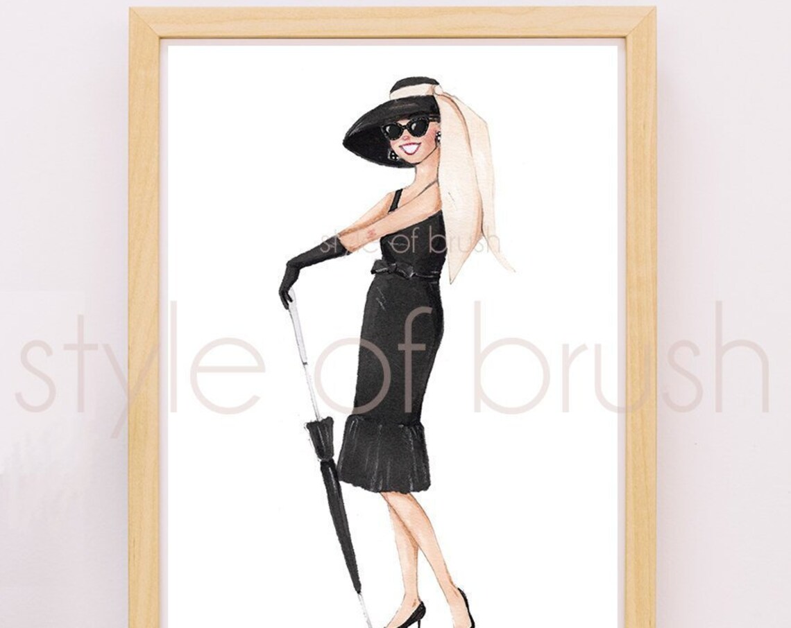 Breakfast At Tiffanys Audrey Hepburn Fashion Illustration - Image 2