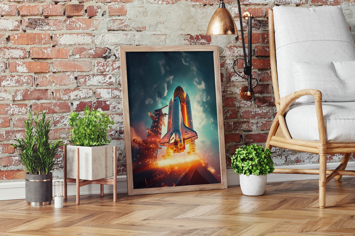 Space Shuttle Night Launch Gantry Tower Dramatic Liftoff Poster - Image 2