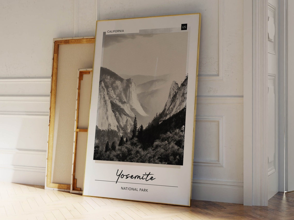 Yosemite National Park California Black White Valley Cliffs Poster - Image 2
