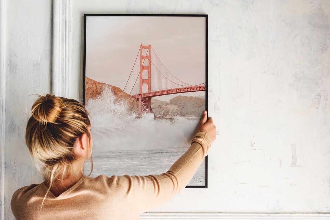 Golden Gate Bridge With Crashing Ocean Waves San Francisco Wall Print - Image 3