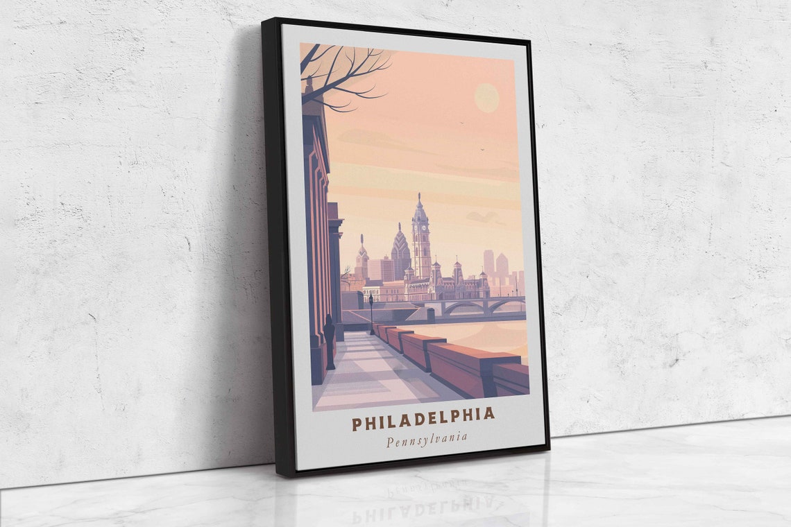 Philadelphia Pennsylvania City Hall River Bridge Travel Poster - Image 2