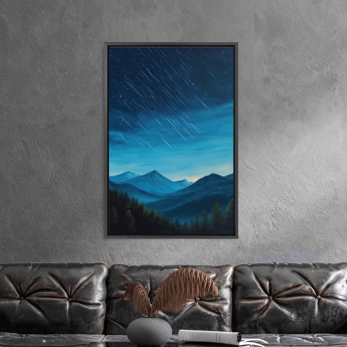 Serene Starry Sky Over Tranquil Mountains Wall Art Print - Image 3