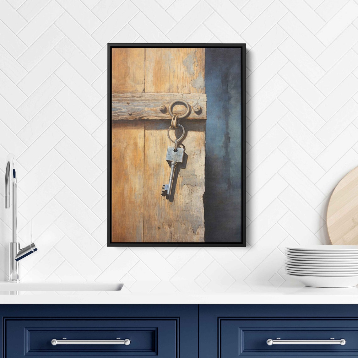 Rustic Key Hanging On Barn Door Wall Art Print Old Farmhouse Worn Down Barn Ready To Hang - Image 3