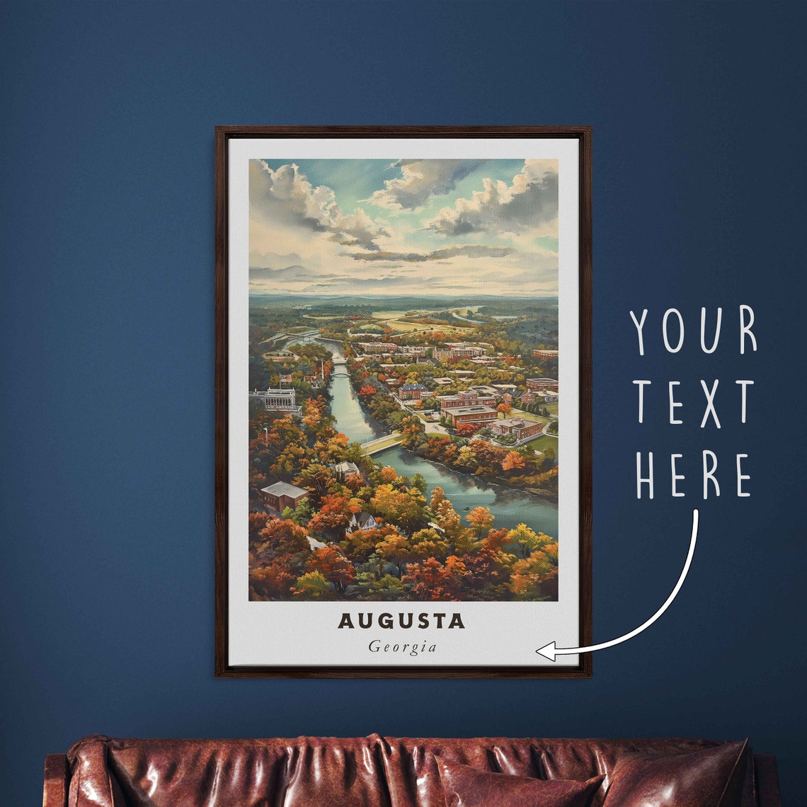 Augusta Georgia Autumn River Aerial Fall Foliage Town View Poster