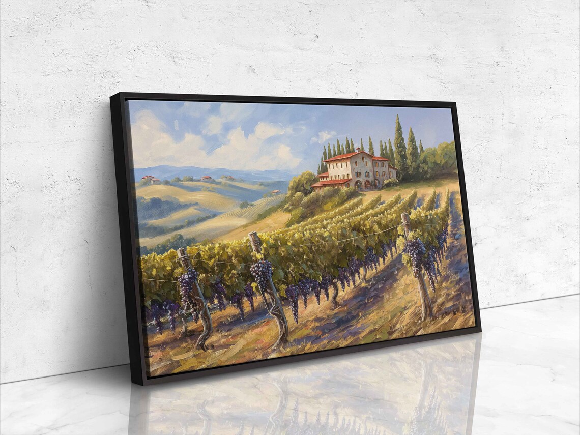 Grapefield Vineyard Farming Lifestyle Lush Greenery Wall Art Print Ready To Hang - Image 4