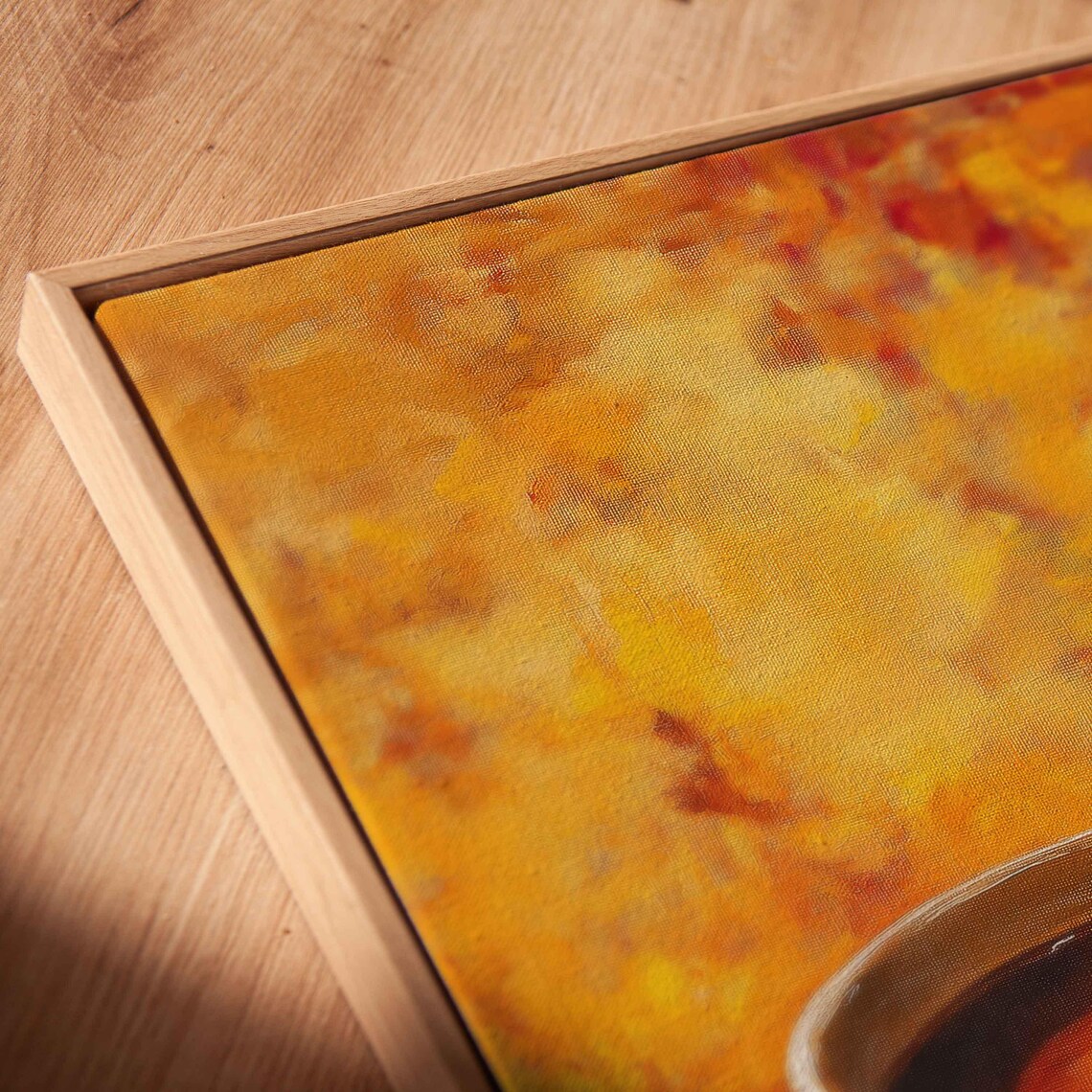 Hot Spiced Coffee Mug With Cinnamon Stick Against Fiery Autumn Leaves Art Poster - Image 2