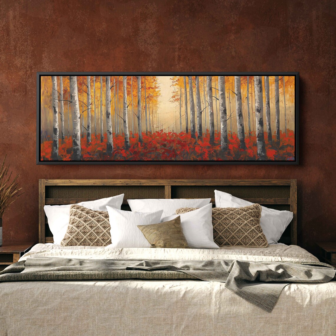Birch Tree Forest, Impressionist Autumn Art Print