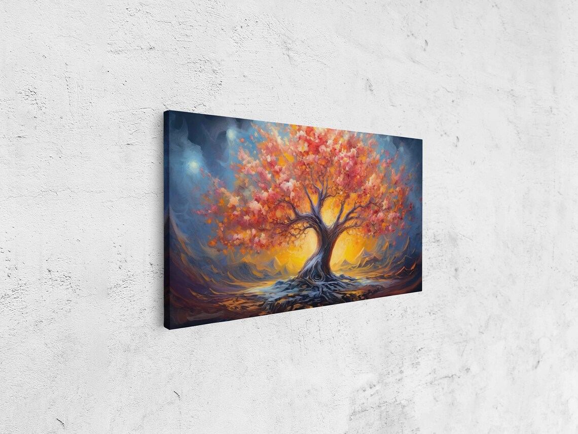 Colorful Glowing Ancient Tree Painting Framed Print Ready To Hang - Image 4