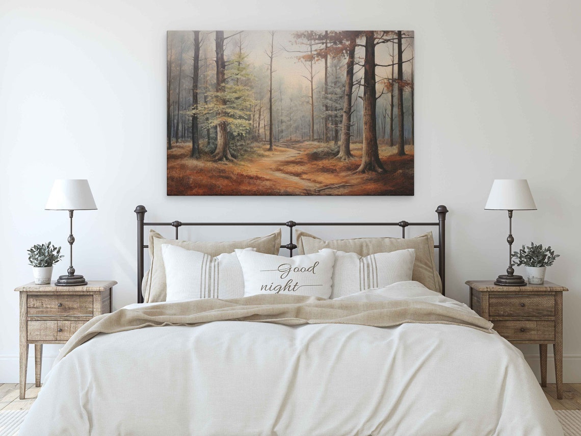 Misty Autumn Forest Path Vintage Rustic Woodland Travel Poster - Image 3