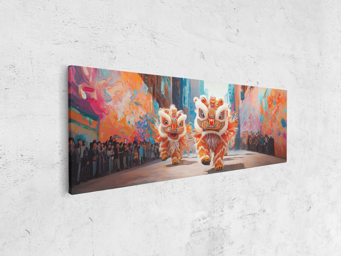 Lion Dance Performance, Cultural Tradition Art Print - Image 4