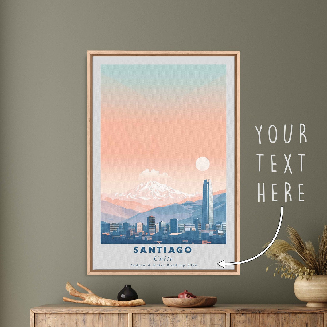 Santiago Chile Skyline Andes Mountains Sunset City View Travel Poster - Image 3