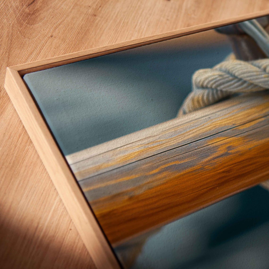 Sailors Rope Knot Wrapped Around Wooden Rail Close Up Nautical Poster - Image 2